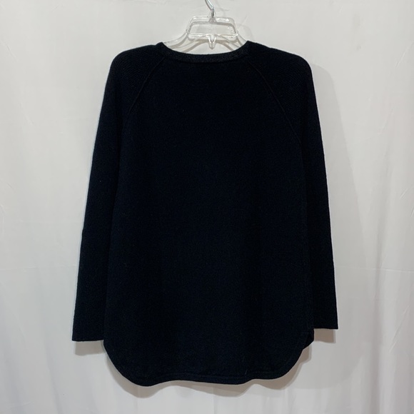 GRIFFEN cashmere sweater Vneck raglan ribbed long sleeves curved hi-lo hemline S - Picture 3 of 8